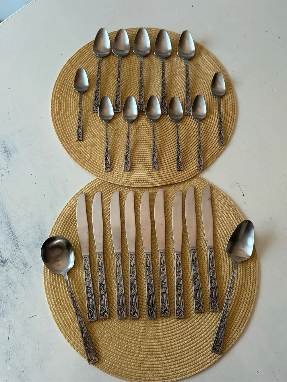 VTG Towle MCM Brutalist Cubist SCC Stainless Flatware Aquarius Pattern 23pcs